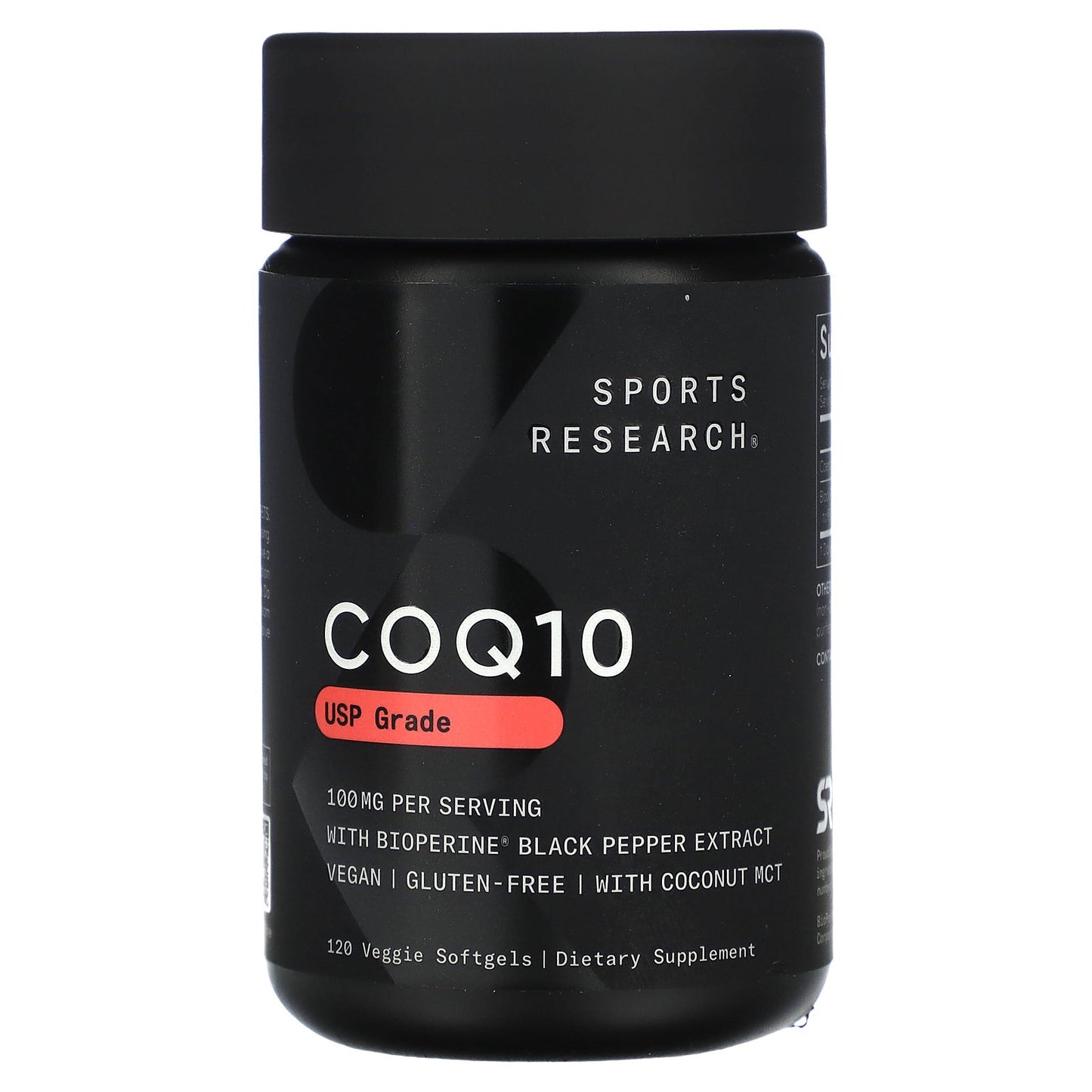 Sports Research, CoQ10, USP Grade with BioPerine, 100 mg, 120 Veggie Softgels