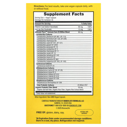 Renew Life, Ulitimate Flora™ Immune Care Probiotic, 30 Vegan Capsules