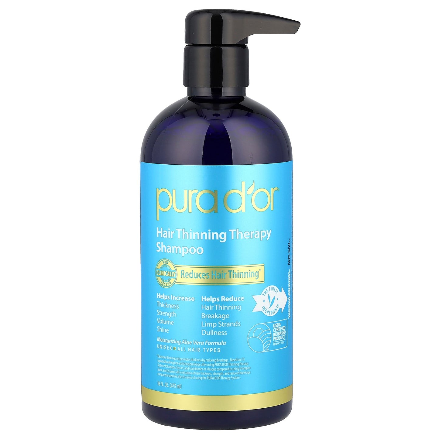 Pura D'or, Hair Thinning Therapy Shampoo, All Hair Types, 16 fl oz (473 ml)