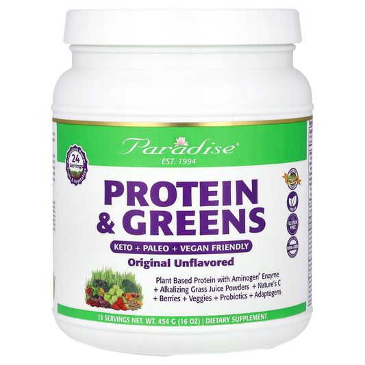 Paradise Herbs, Protein & Greens, Original Unflavored, 16 oz (454 g)