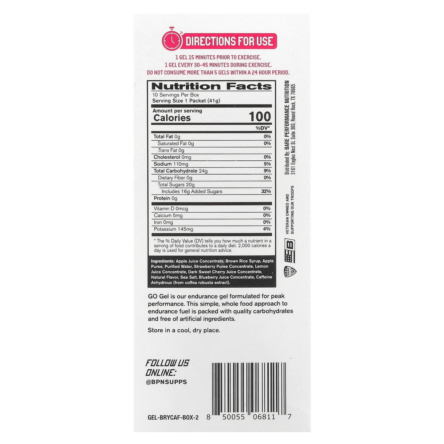 BPN, Go Gel, Mixed Berry CAF, 10 Packets, 1.45 oz (41 g) Each