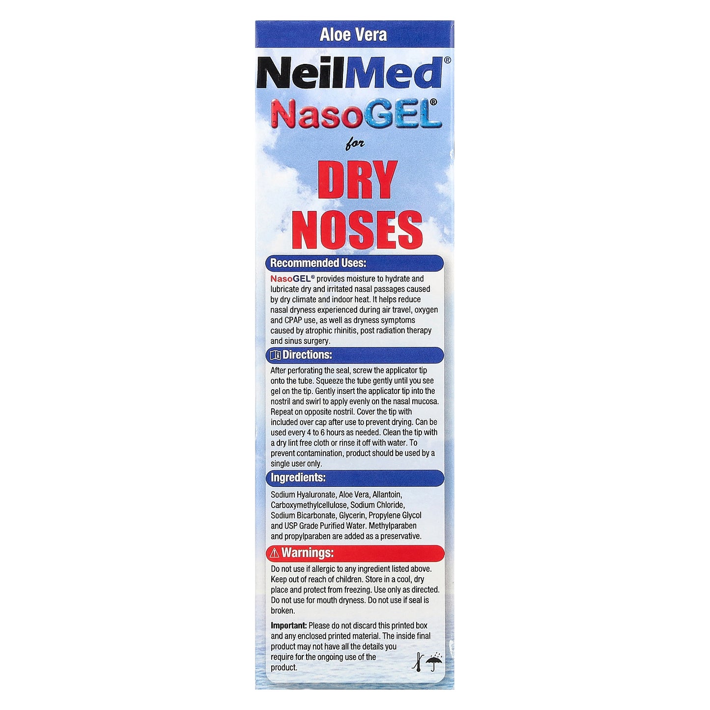 NeilMed, NasoGel® for Dry Noses, 1 oz (28.4 g)