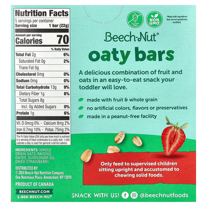 Beech-Nut, Oaty Bars, 12+ Months, Strawberry, 5 Bars, 0.78 oz (22 g) Each