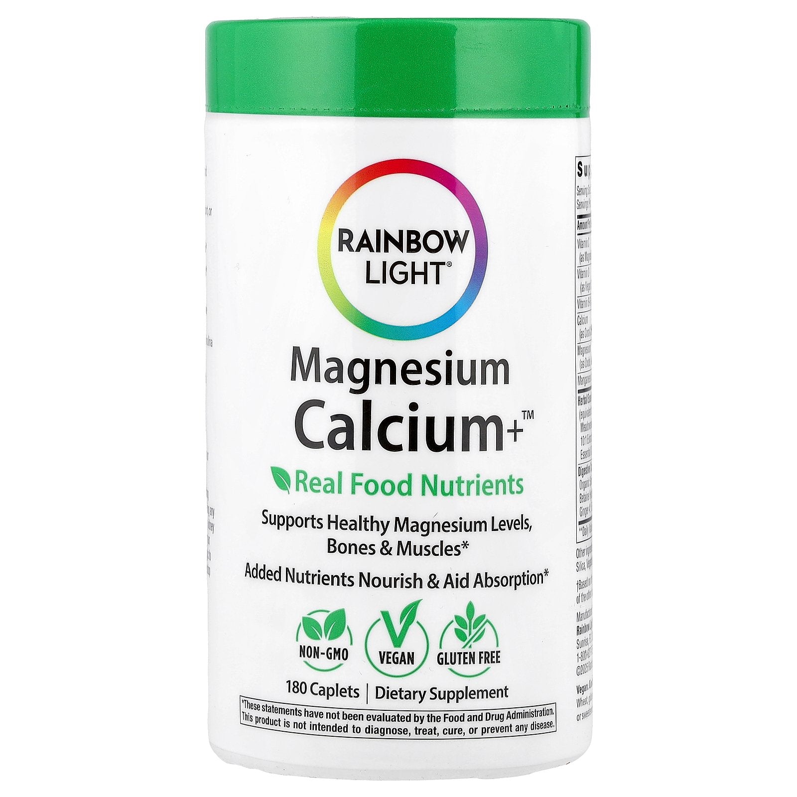 Rainbow Light, Magnesium Calcium+™, 180 Caplets