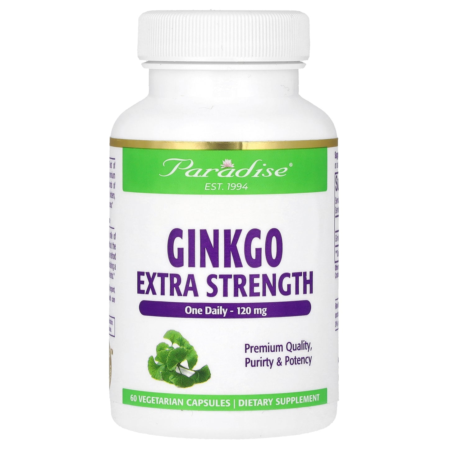 Paradise Herbs, Ginkgo, Extra Strength, 120 mg, 60 Vegetarian Capsules