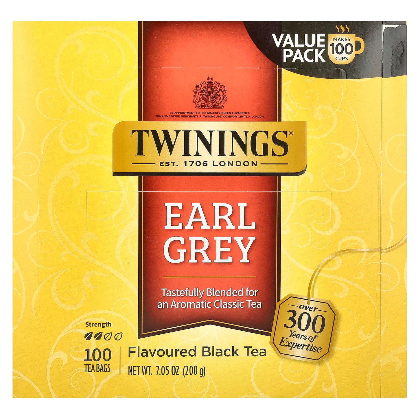 Twinings, Flavored Black Tea, Earl Grey , 100 Tea Bags, 7.05 oz (200 g)