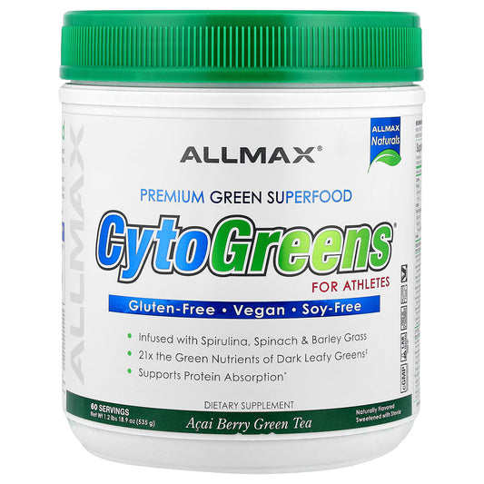 ALLMAX, CytoGreens®, Premium Green Superfood For Athletes, Acai Berry Green Tea, 1.2 lbs (535 g)