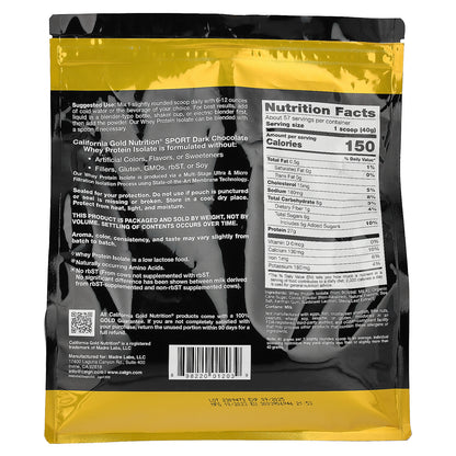 California Gold Nutrition, Sport, Whey Protein Isolate, Dark Chocolate, 5 lb (2.27 kg)