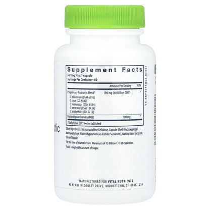 Vital Nutrients, Hyperbiotics®, Prebiotic + Probiotic, 60 Vegan Capsules