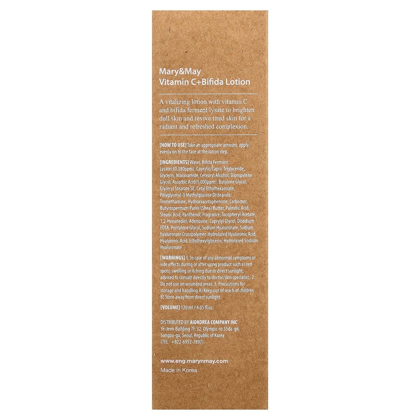 Mary & May, Vitamin C + Bifida, Lotion, 4.05 fl oz (120 ml)