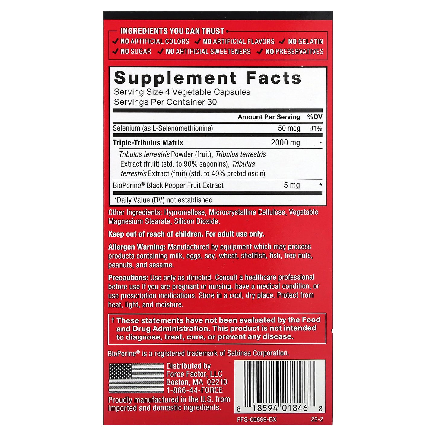 Force Factor, Fundamentals, Tribulus Terrestris Max, 120 Vegetable Capsules