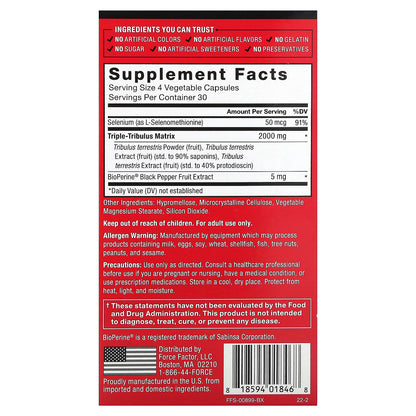 Force Factor, Fundamentals, Tribulus Terrestris Max, 120 Vegetable Capsules