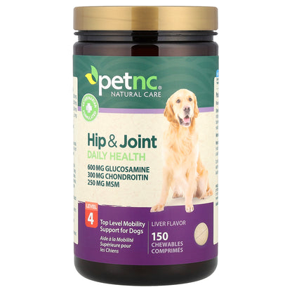 petnc NATURAL CARE, Hip & Joint Daily Health, Level 4, For Dogs, Liver, 150 Chewables