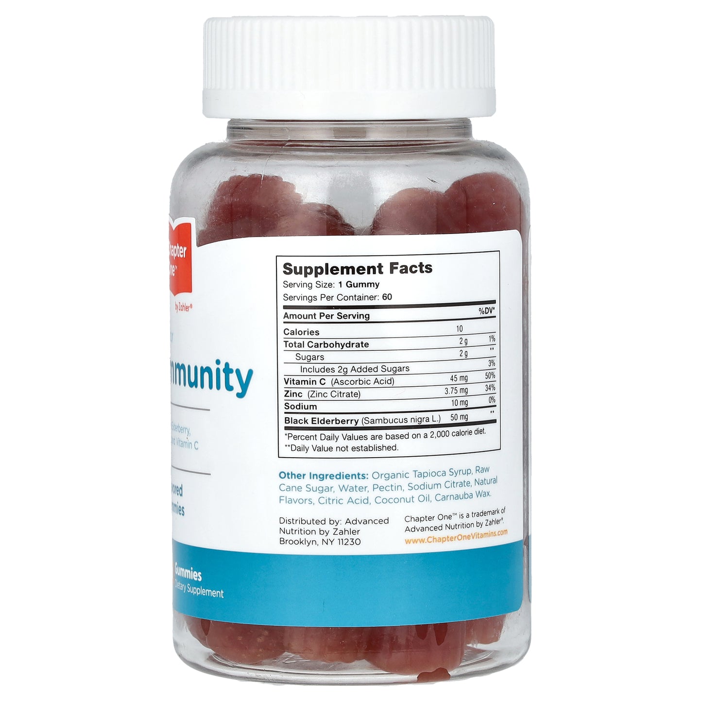 Chapter One, Immunity, With Elderberry, Zinc and Vitamin C, Flavored, 60 Gummies