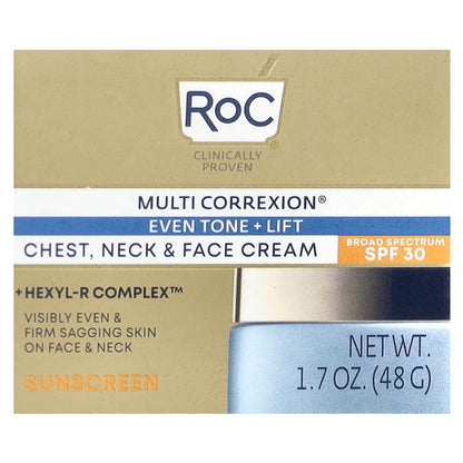 RoC, Multi Correxion®, Even Tone + Lift, Chest, Neck & Face Cream, SPF 30, 1.7 oz (48 g)