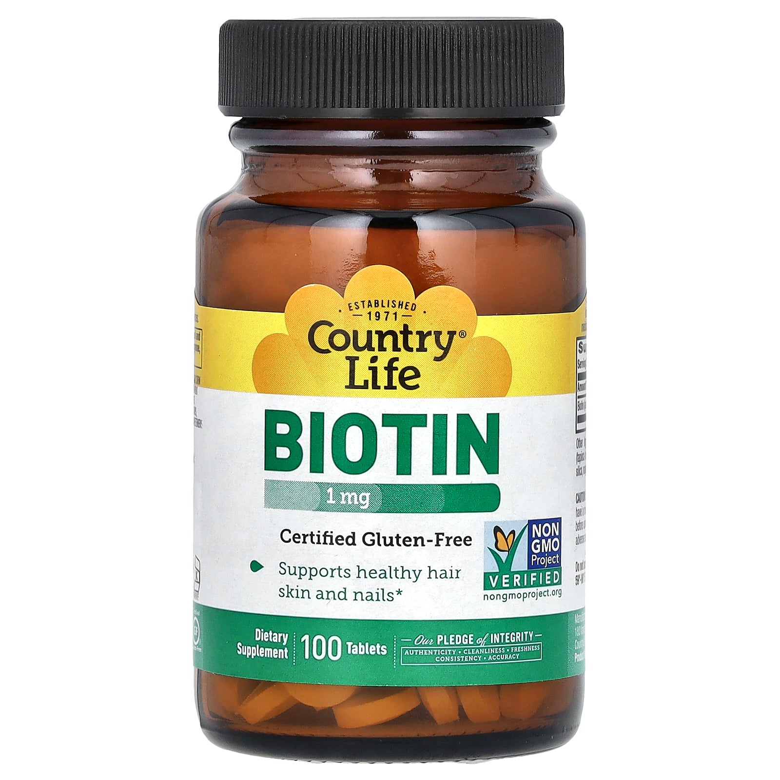 Country Life, Biotin, 1 mg, 100 Tablets