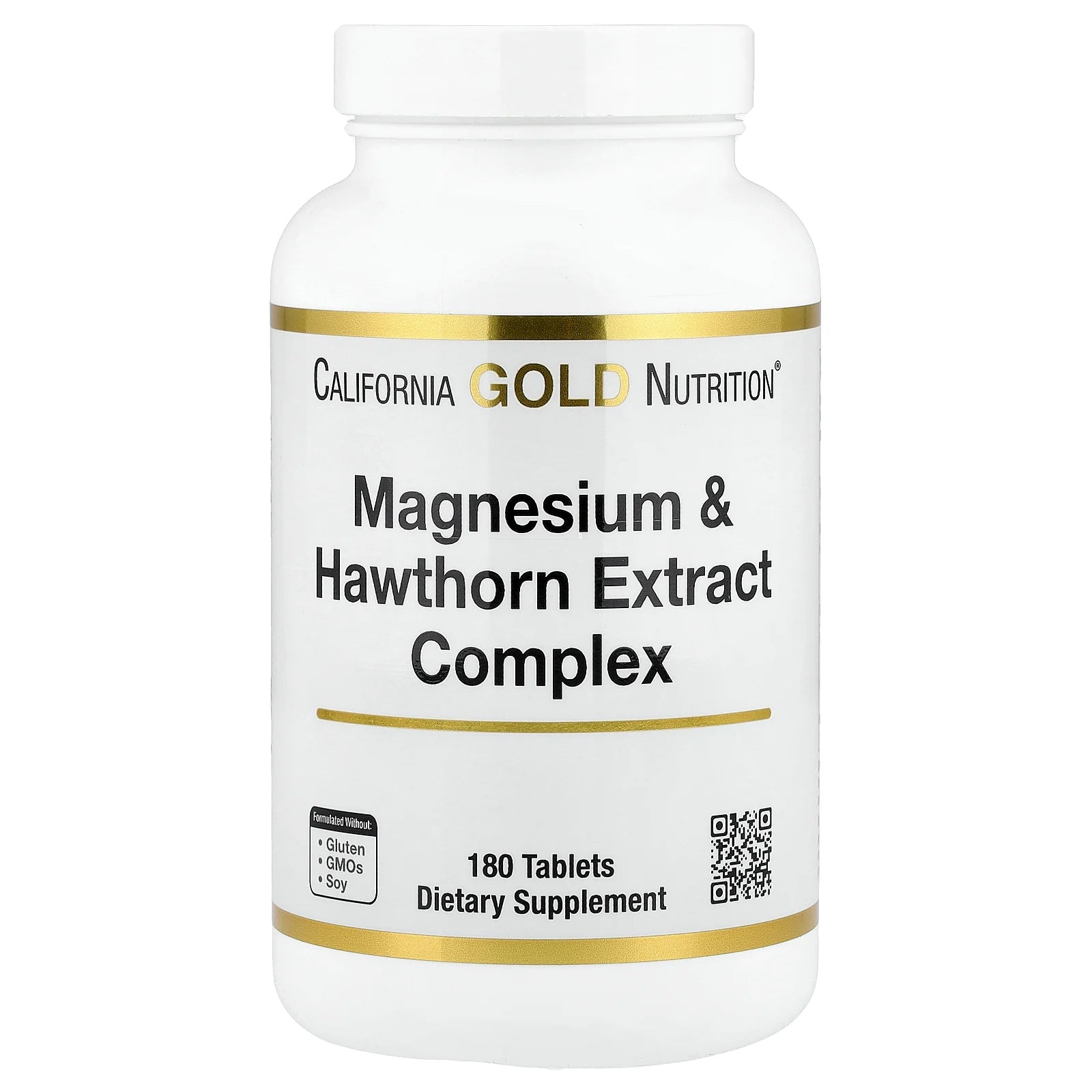 California Gold Nutrition, Magnesium & Hawthorn Extract Complex with Taurine, Coleus forskohlii Extract, and Hops, 180 Tablets