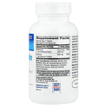 21st Century, Calcium Citrate Maximum + D3, 120 Tablets