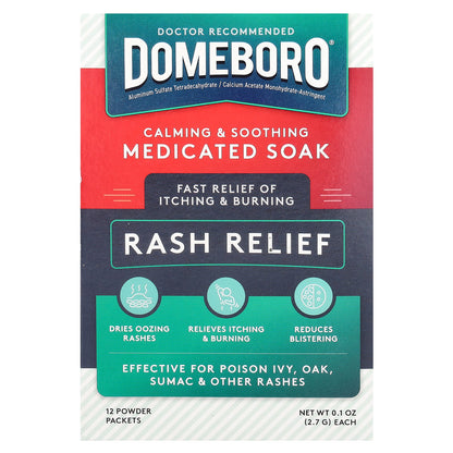 Domeboro, Medicated Soak, Rash Relief, 12 Powder Packets, 0.1 oz (2.7 g) Each