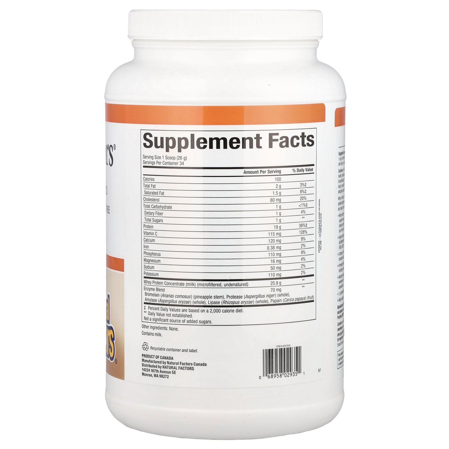 Natural Factors, Whey Factors®, Grass Fed Whey Protein, Unflavored, 2 lb (907 g)