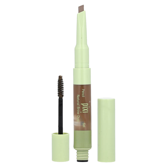 Pixi Beauty, 2-In-1 Natural Brow Duo, Brow Pencil & Gel, 0305  Natural Brown, 1 Count