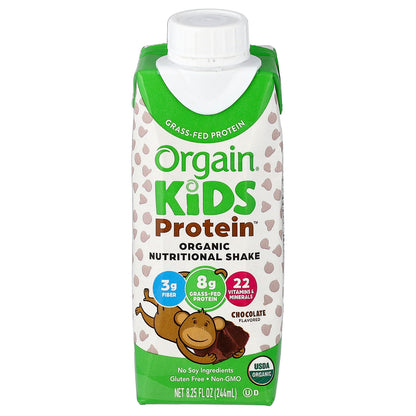 Orgain, Kids Protein™, Organic Nutritional Shake, Chocolate, 4 Pack, 8.25 fl oz (244 ml) Each