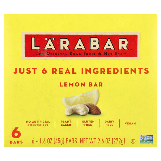 Larabar, Real Fruit & Nut Bar™, Lemon, 6 Bars, 1.6 oz (45 g) Each
