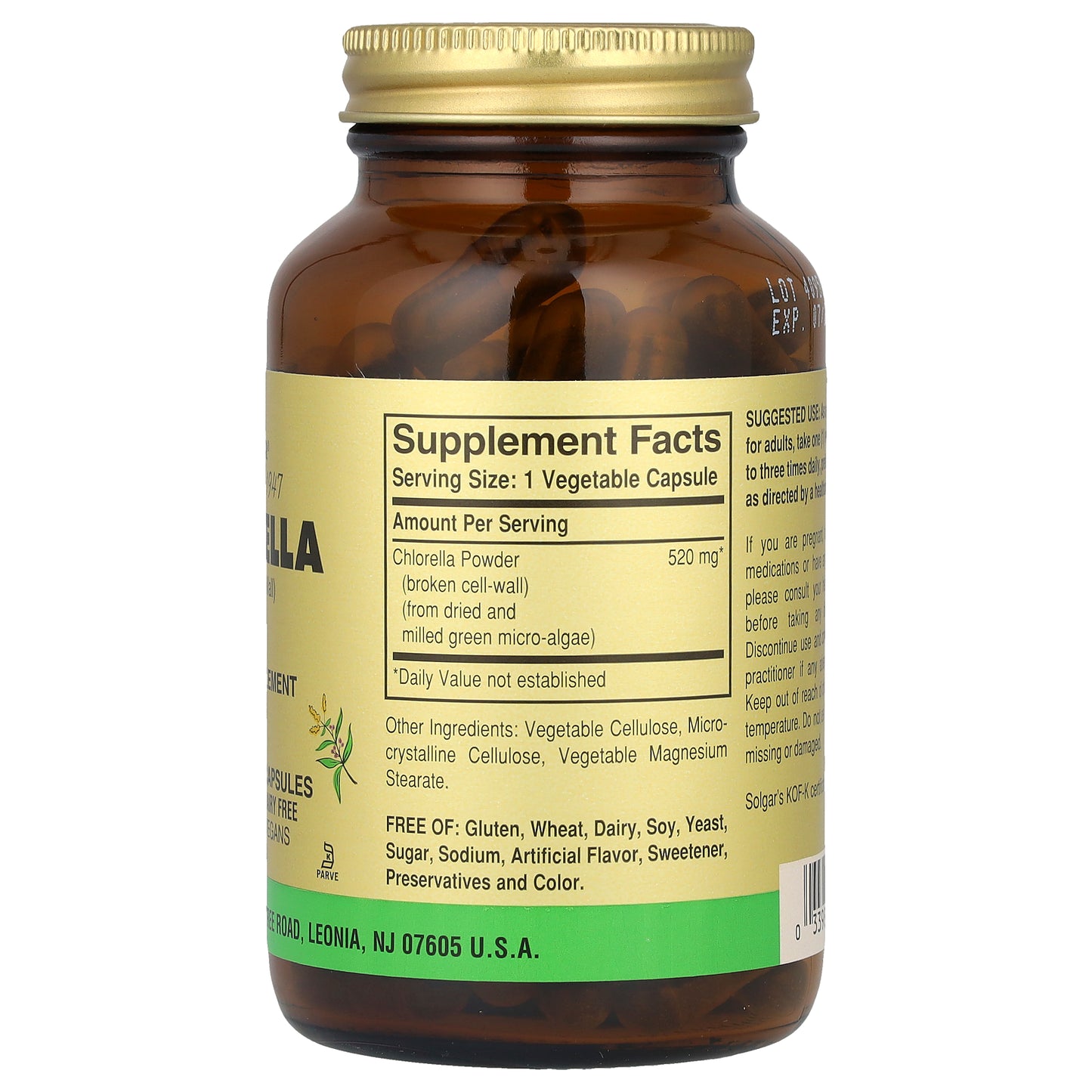 Solgar, Chlorella (Broken Cell-Wall), 100 Vegetable Capsules (520 mg per Capsule)