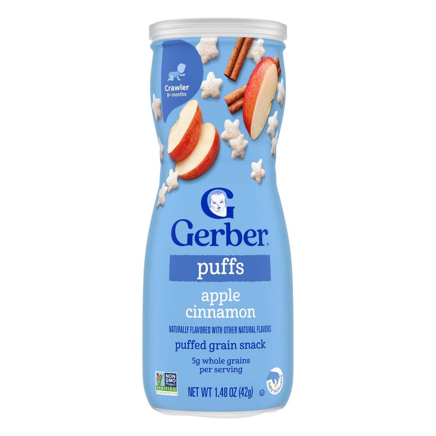 Gerber, Puffs, Puffed Grain Snack, 8+ Months, Apple Cinnamon, 1.48 oz (42 g)