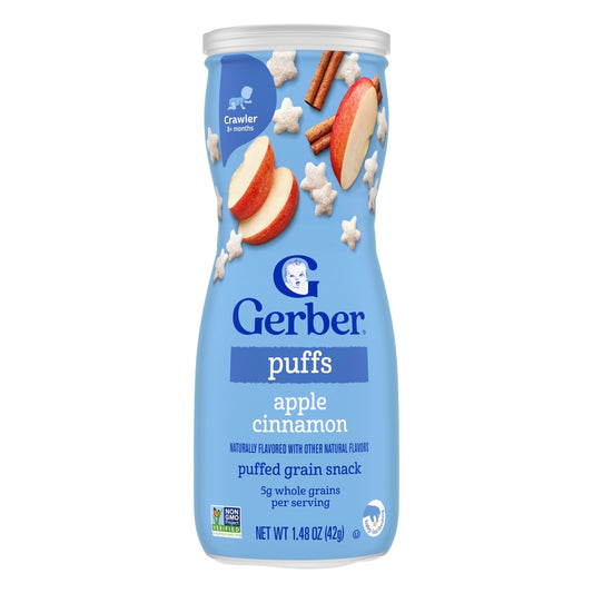 Gerber, Puffs, Puffed Grain Snack, 8+ Months, Apple Cinnamon, 1.48 oz (42 g)