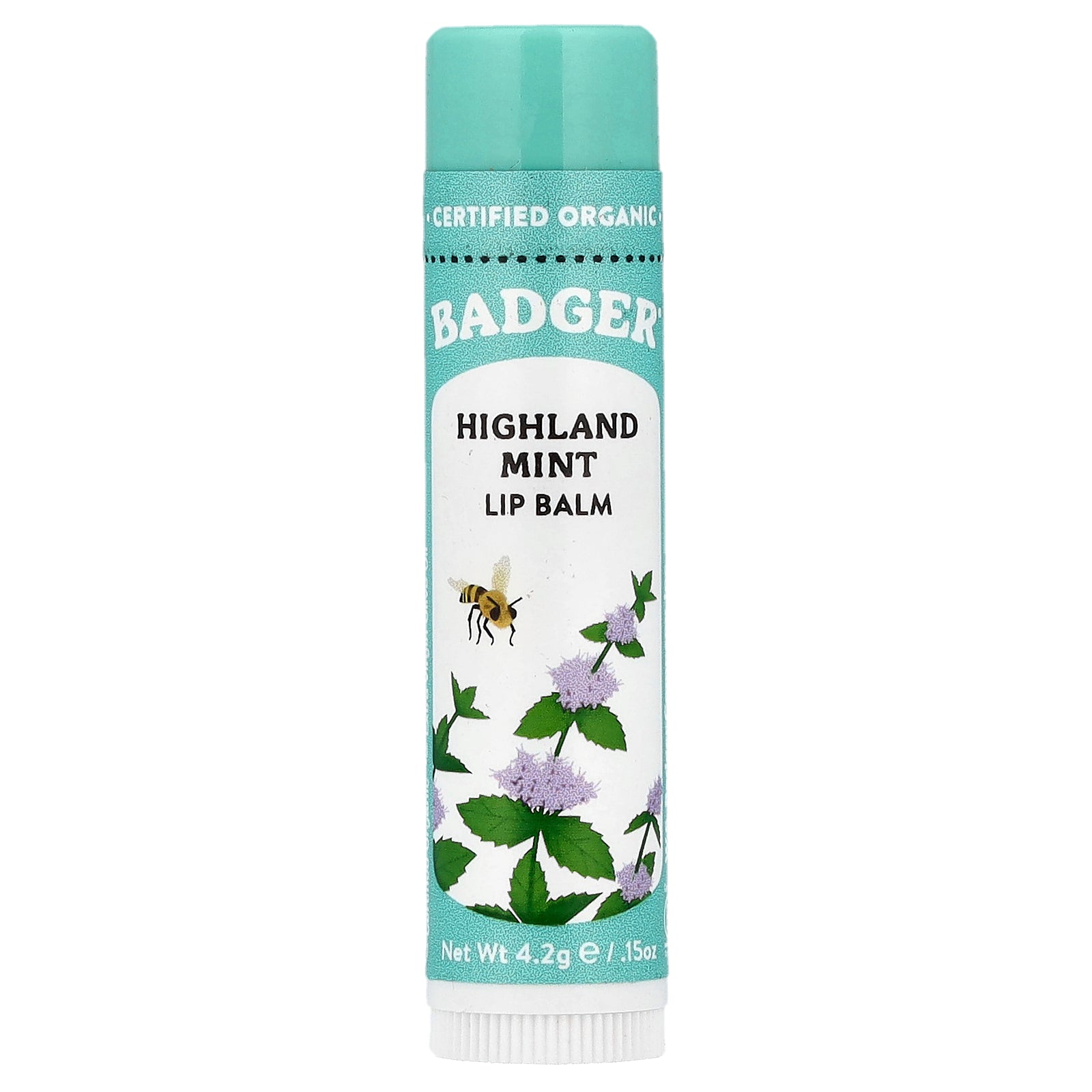 Badger, Lip Balm, Highland Mint, 0.15 oz (4.2 g)