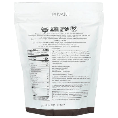 Truvani, Protein + Energy, Chocolate Mocha, 17.46 oz (495 g)