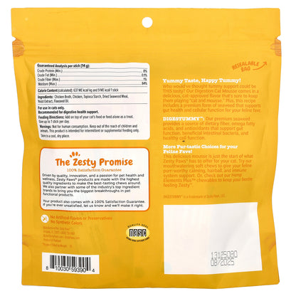 Zesty Paws, Digestion Cat Mousse, For Cats, All Ages, Chicken, 18 Stick Packs, 9 oz (252 g)