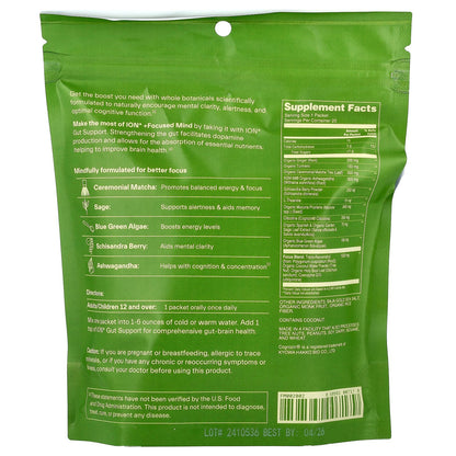 ION Intelligence of Nature, Focused Mind, Matcha, 20 Pack, 0.13 oz (3.8 g) Each