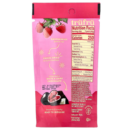 Tru Fru, Freeze-Dried Raspberries, Dark + White Chocolate, 1.7 oz (48 g)