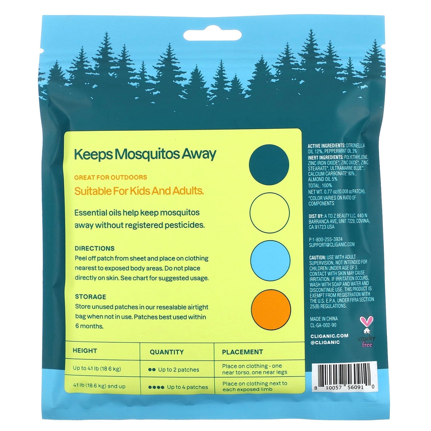 Cliganic, Mosquito Repellent Solid Color Patches, 180 Patches