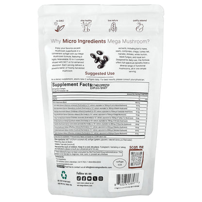 Micro Ingredients, Mega Mushroom, 10-in-1, 240 Softgels