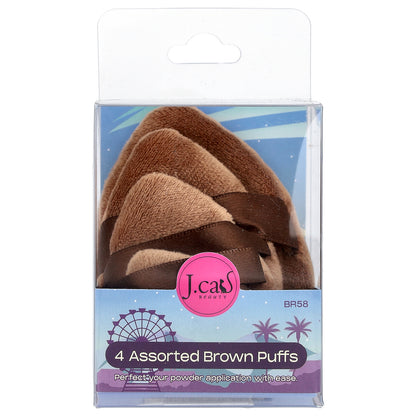 J.Cat Beauty, Assorted Brown Puffs, BR58, 4 Count