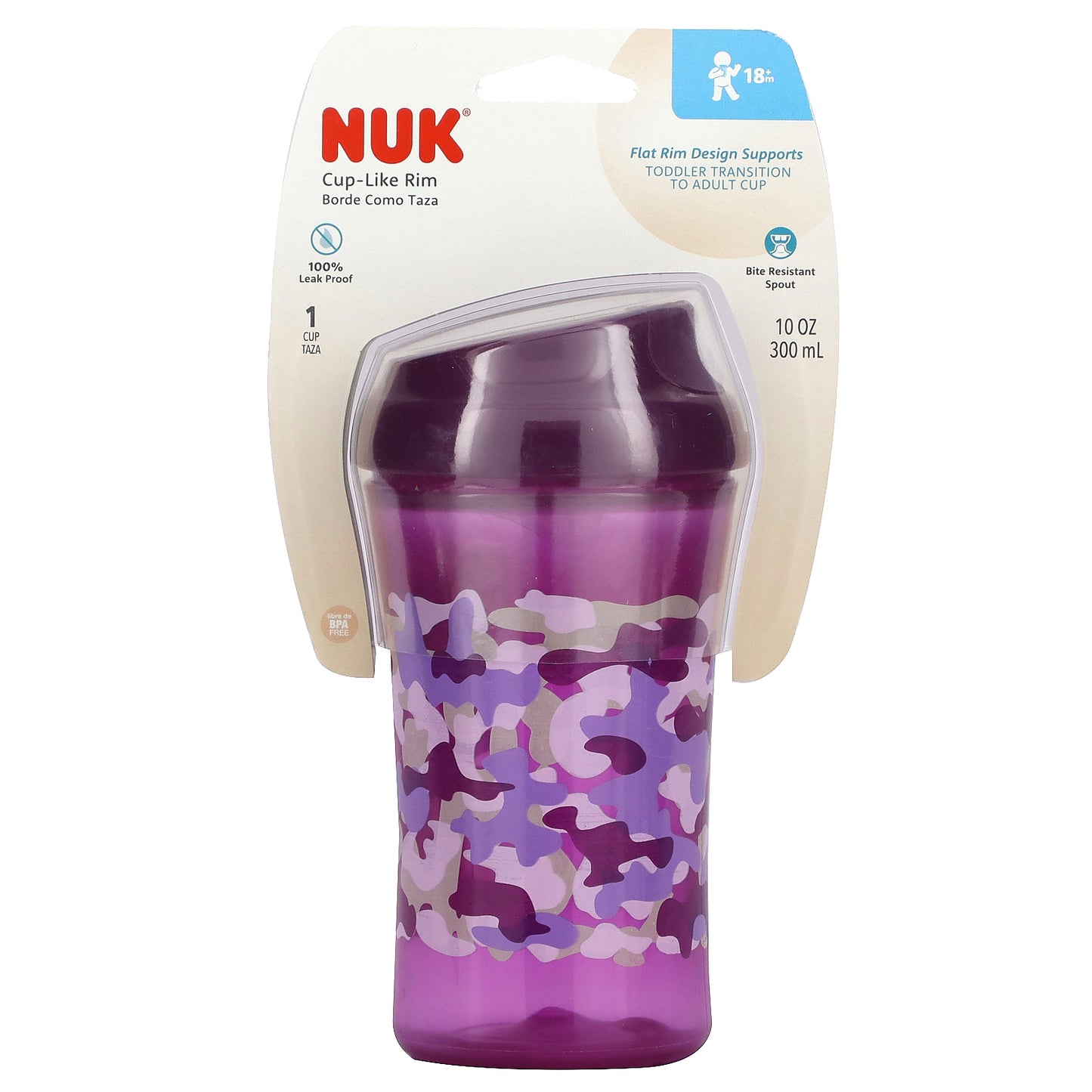 NUK, Cup-Like Rim, 18+ Months, Purple, 10 oz (300 ml)