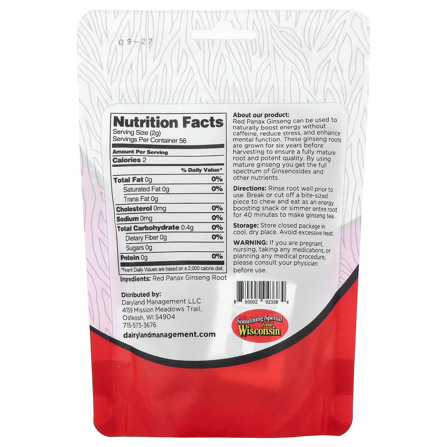 Dairyland Ginseng, Red Panax Ginseng Roots, 4 oz