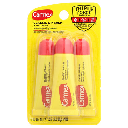 Carmex, Classic Lip Balm, Medicated, 3 Tubes, 0.35 oz (10 g) Each