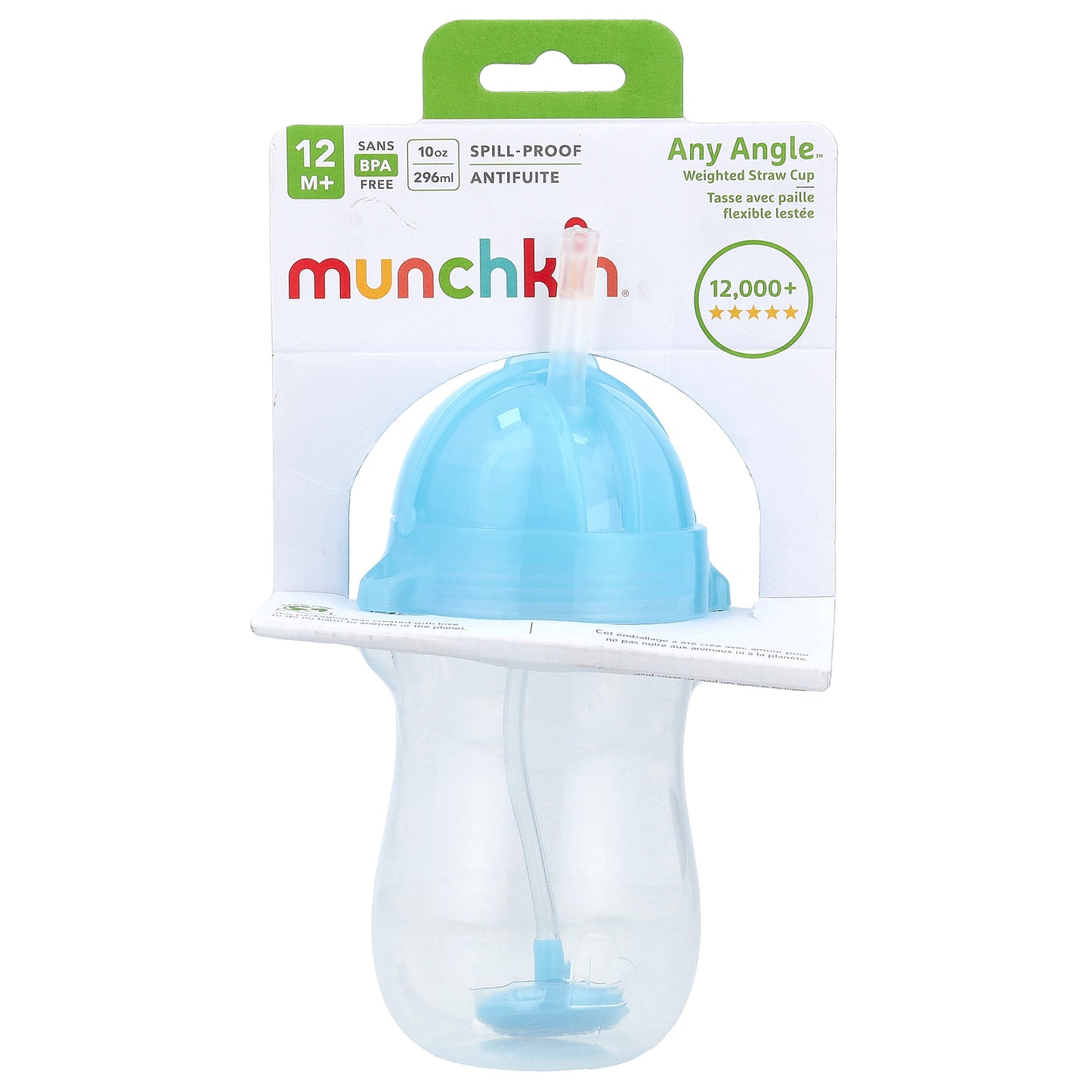 Munchkin, Any Angle™, Weighted Straw Cup, 12 Months +, Light Blue , 10 oz (296 ml)