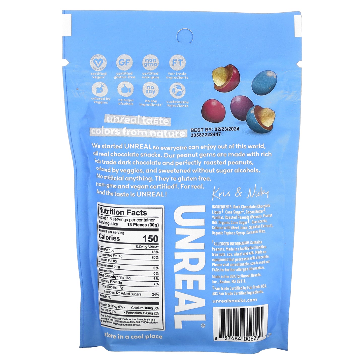 Unreal, Dark Chocolate Peanut Gems, 5 oz (142 g)