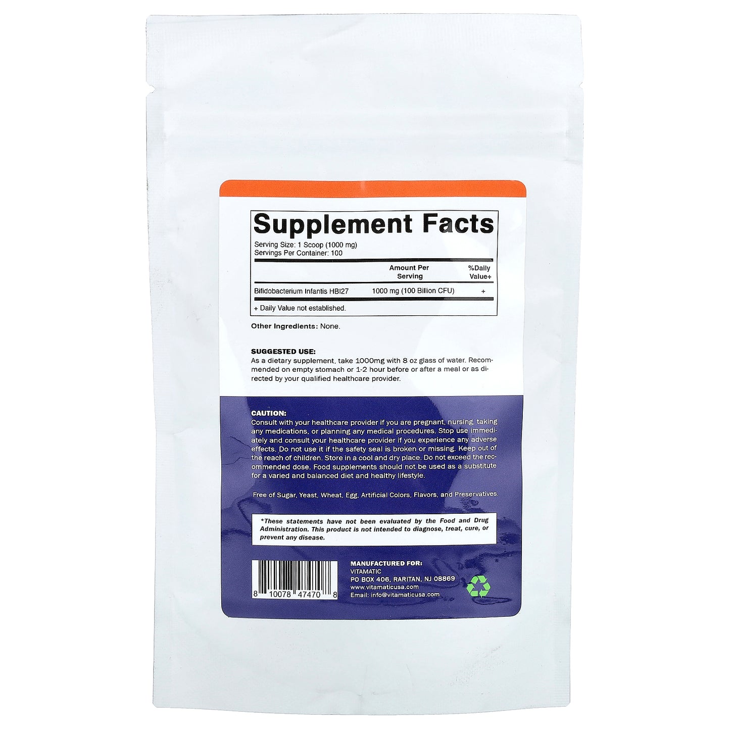 Vitamatic, Bifidobacterium Infantis, 3.5 oz (100 g)