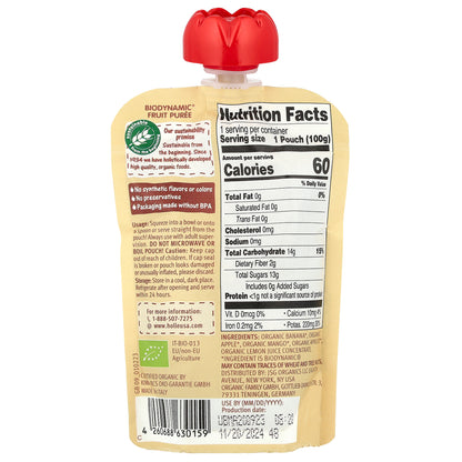 Holle, Organic Fruit Puree, Banana Llama, 6+ Months, Banana, Apple, Mango & Apricot, 3.5 oz (100 g)