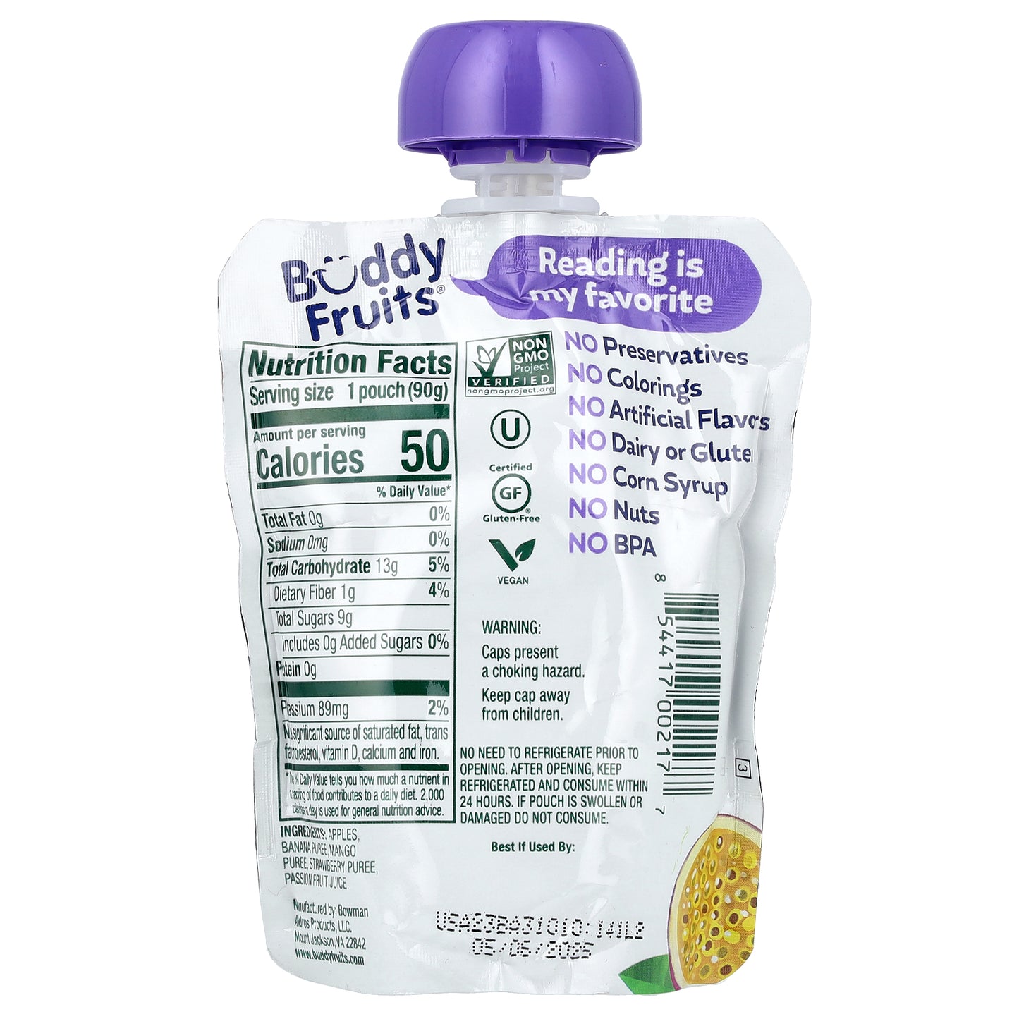 Buddy Fruits, Blended Fruits, Multifruit & Apple, 3.2 oz (90 g)