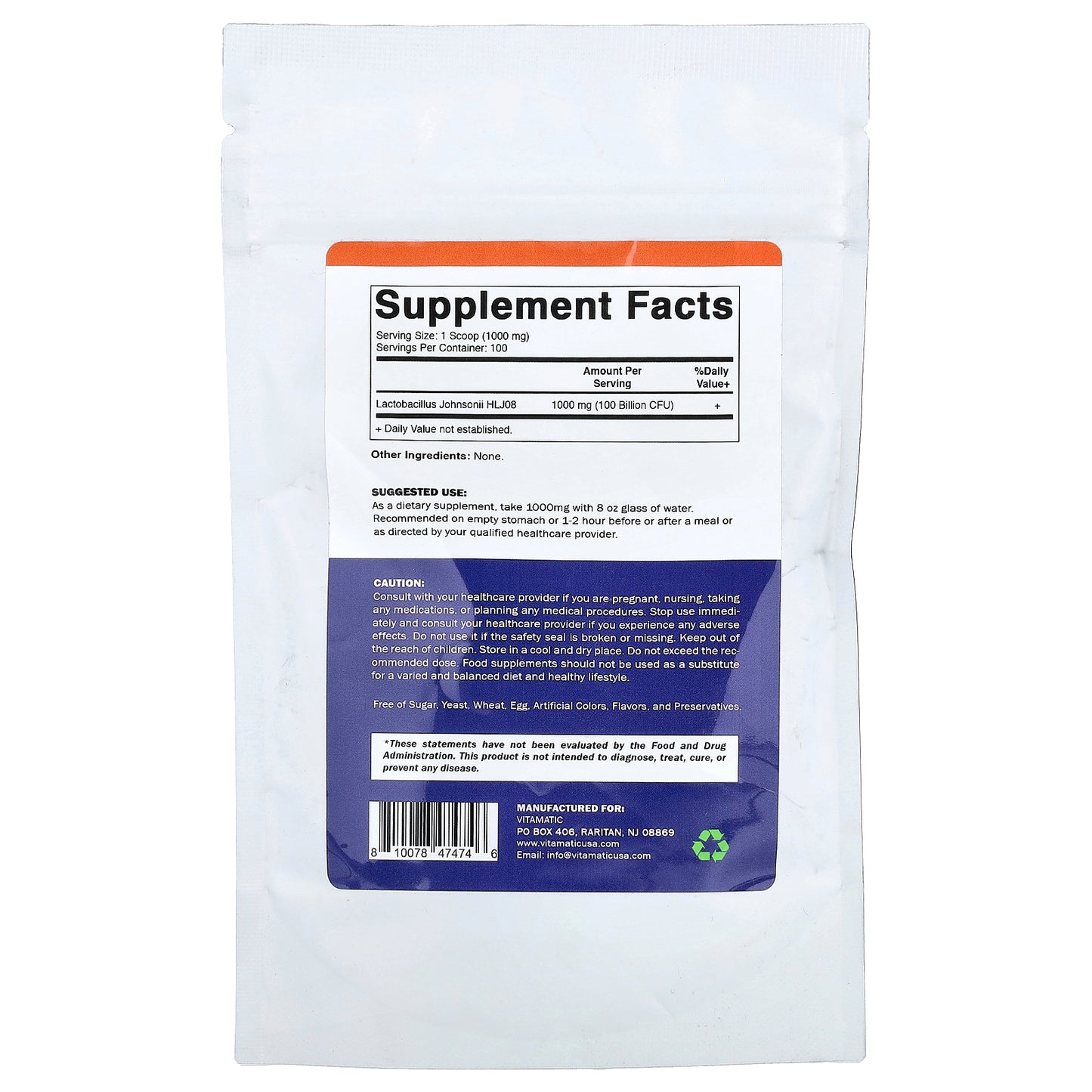 Vitamatic, Lactobacillus Johnsonii, 3.5 oz (100 g)