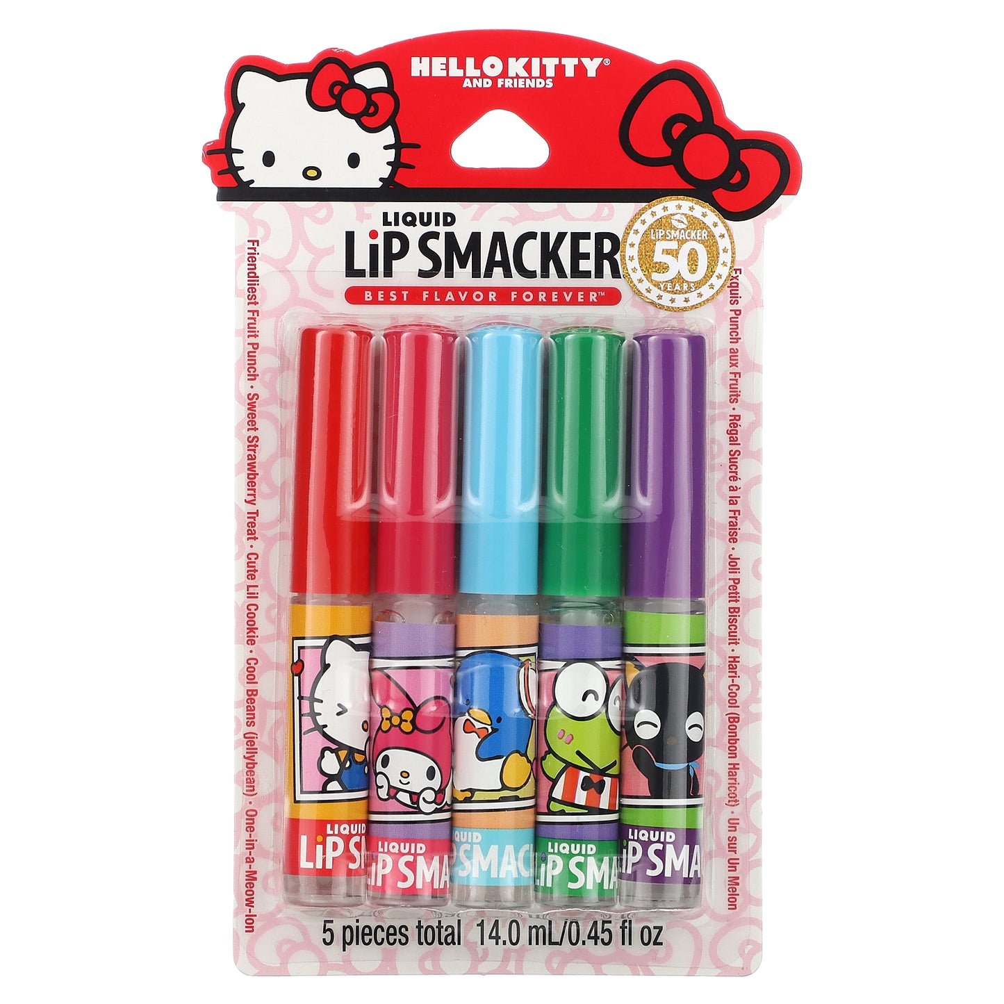 Lip Smacker, Hello Kitty And Friends, Liquid Lip Gloss, Best Flavor Forever, 5 Pack, 0.45 fl oz (14 ml)