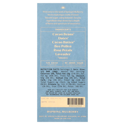 Spring & Mulberry, Date-Sweetened Chocolate, Lavender Rose, 2.1 oz (60 g)