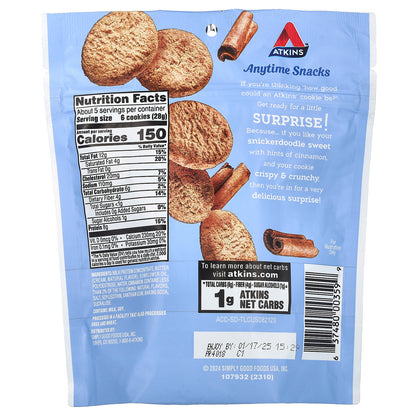 Atkins, Anytime Snacks, Crunchy Protein Cookies, Snickerdoodle, 4.94 oz (140 g)